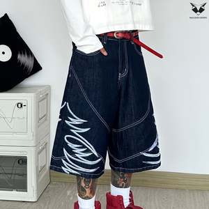 Servicios OEM Profesionales, Shorts de Mezclilla Personalizados con Costuras en Contraste, Estilo Urbano para Hombre, Hip Hop, Holgados - Product Image 4