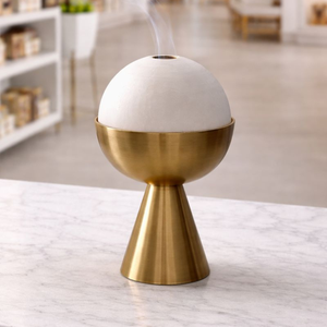 Natural Stone <b>Aroma</b> <b>Diffuser</b> with Brass Stand Essential Oil Burner Luxury Home Decor Incense Holder Modern Fragrance <b>Diffuser</b> - Product Image 4