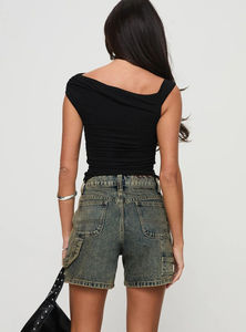 Bulk <b>Women</b> <b>Jean</b> Shorts Vintage Inspired Denim Shorts Washed Blue <b>Jean</b> Shorts Custom Logo Low MOQ - Product Image 5
