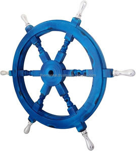 24 \ "fatti a mano blu colore nautico ruota della nave arte fantasia decorazione decorativa della parete per casa ufficio dipinto regalo nautico - Product Image 3