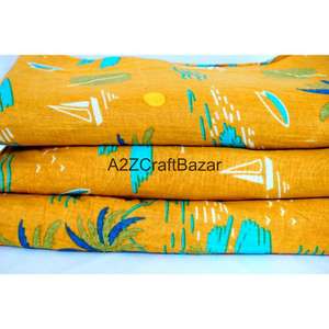 Tissu d'habillement 100% coton tissé, imprimé au bloc, écologique, respirant, séchage rapide, léger, style croisé, du Rajasthan pour femmes et jeunes filles - Product Image 1