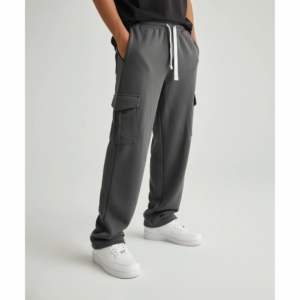 Pantalon de survêtement évasé décontracté 100 % coton pour homme – Style ample confortable, jambe large personnalisée, taille mi-haute, surpiqûres contrastées OEM - Product Image 5