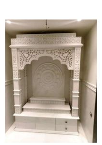 White Marble Temple <b>Mandir</b> Home Hand Carved Vertical Pattern Pooja <b>Mandir</b> Uttar Pradesh - Product Image 2