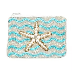 Porte-monnaie en perles style bohème avec fermeture éclair et pompon, fait main, mini accessoire pour femme - Product Image 5