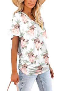 T-shirts pour femmes à col en V, haute qualité, grandes tailles, décontractés, motifs unis, couleurs et tailles personnalisables, tissu respirant anti-boulochage - Product Image 5