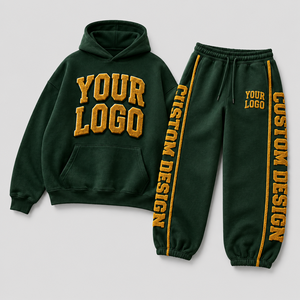 Conjunto Deportivo Personalizado para Mujer con Bordado, Sudadera Verde con Capucha y Pantalones con Cordón, Corte Holgado, Ropa Casual de Otoño - Product Image 3