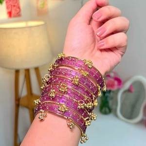 Luxury Ethnic Fashion Jewelry Bangles Churiyan Sets Handmade Kashmiri Glass Bangles for Women Wedding Party Festival Wear - Product Image 5