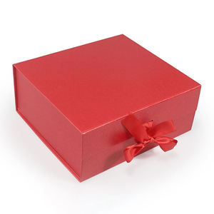 Customized Luxury <b>Red</b> Eco-Friendly Recycled <b>Materials</b> Folding Paper Box Magnetic Flip Closure Ribbon Rigid Sponge Custom Logo - Product Image 4