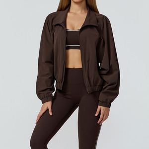 Long Sleeve Yoga <b>Jacket</b> for Women Full Zip up Lightweight Nylon Spandex Blend Skinny Fit Breathable <b>Workout</b> Training Front Logo - Product Image 3