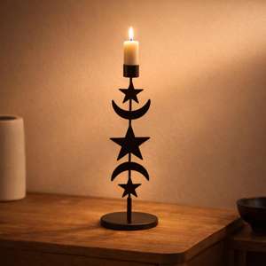 Decoración de pared de metal negro con diseño de estrella y luna para el hogar moderno, dormitorio, sala de estar y estilo interior espiritual de la India. - Product Image 4