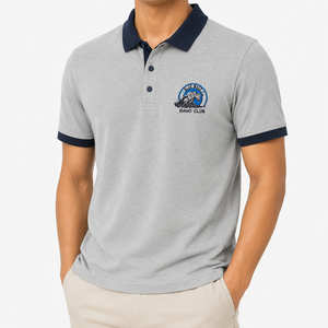 Chemise classique en piqué tricoté pour homme, broderie sur la poitrine, col contrastant, manches courtes, coton, vêtements de golf décontractés, OEM/ODM personnalisé - Product Image 1