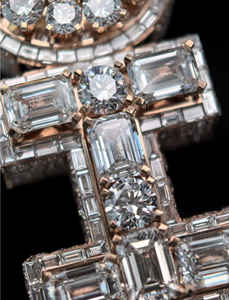 Pendentifs de mariage/fiançailles vintage en or rose 10 carats, diamants taillés de laboratoire IGI/GIA, unisexe, pour style hip-hop, bijoux rap - Product Image 4