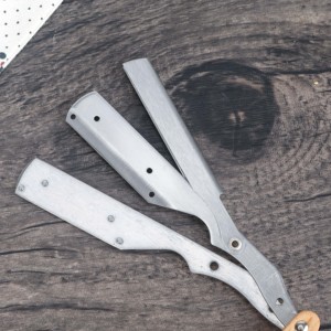 Maquinilla de afeitar con mango de madera para hombre, maquinilla de afeitar con hoja recta, desechable, de acero inoxidable, OEM - Product Image 5