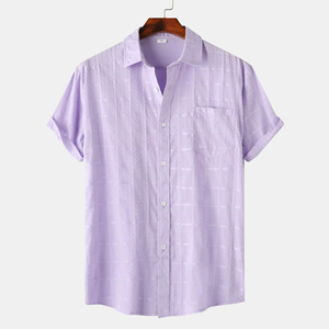 Camisa de Manga Corta Casual para Hombre, Estilo Verano 2026, Lino y Algodón, Color Sólido - Product Image 3