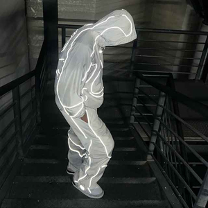 OEM Custom logo Men's Waterproof Reflective Windbreaker Nylon Polyester <b>Zip</b> <b>up</b> Track <b>Jacket</b> and Pants Set Tracksuit - Product Image 4