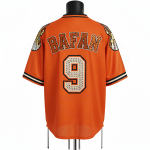 เสื้อยืดผู้ชายผ้าฝ้าย 100% ทรงหลวม พิมพ์ลาย เสื้อเบสบอลชาย ระบายอากาศได้ดี แต่งผ้าตาข่ายโพลีเอสเตอร์ ปักเลื่อม โลโก้เชนีลแบบกำหนดเอง - Product Image 2