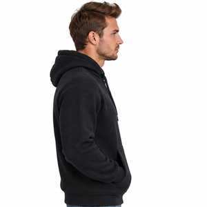 Sweat à capuche en maille gaufrée pour homme, pull décontracté à manches longues, thermique, pour sports d'hiver et streetwear, vêtements personnalisés en gros - Product Image 2
