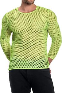 Hot Selling Long Sleeves Green Color O Neck Round Sheer See Through Distress <b>Fishnet</b> Sexy T shirt Breathable Wholesale LOW MOQ - Product Image 2