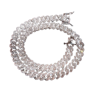 Premium <b>Iced</b> Out Silver Cuban Link <b>Chain</b> Clarity Diamond Cut Hip Hop Choker Necklace silver finish provide a high-contrast - Product Image 5