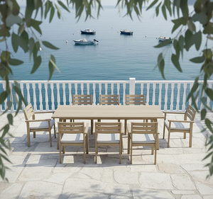 Juego de Mesa de Comedor de Madera de Teca Sólida de Lujo para Exteriores, 8 Plazas con Sillones, Estilo Costero, Muebles de Comedor para Jardín y Patio - Product Image 4