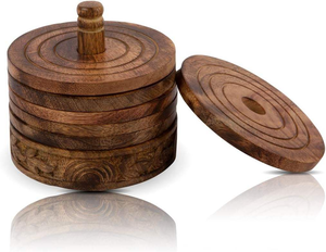 Premium Quality Wooden Coaster Set for <b>Cups</b> or Mugs and Glasses by blossom craft india - Product Image 4