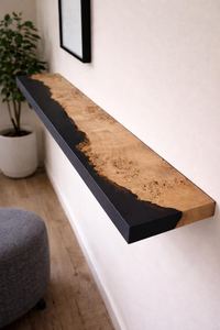 <b>Black</b> Wave Epoxy <b>Console</b> <b>Table</b> Floor Mount Wood Resin Handmade Modern Eco-Friendly Durable Rectangle Entryway Hallway Home - Product Image 3