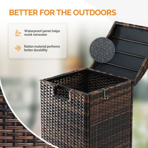 Cestino per rifiuti da esterno in rattan con ruote da 33 galloni e coperchio, per veranda, giardino, terrazza, bordo piscina, marrone - Product Image 5