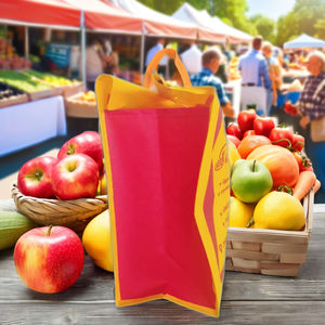 Handmade Handstitched Eco-friendly Biodegradable Yellow Non-Woven Shopping <b>Bags</b> Loop Handle Reusable 110GSM Thickness - Product Image 3