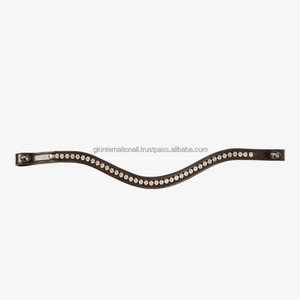 Bandeau de tête en cuir cristallin de haute qualité pour cheval, orné de strass courbés faits à la main, design personnalisé, pour équestre. - Product Image 3
