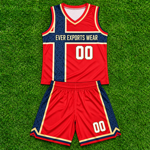 Conjunto de Uniforme de Baloncesto Personalizado con Camiseta sin Mangas Roja, Azul Marino y Blanca y Pantalones Cortos a Juego para Equipos Juveniles y Adultos - Product Image 4