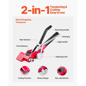 Kit di Imballaggio per Pallet Resistente con Cinghie in Acciaio da 30 Metri, Strumento Manuale per Imballaggio con 100 Fermagli Metallici e Cinghie di Fissaggio - Product Image 4