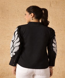 สินค้ามาใหม่ เสื้อผ้าฝ้ายดีบา ปักมือ งานปักบัตตา  เสื้อตัวบนเท่านั้น สวมใส่สบาย ราคาขายส่ง เสื้อผ้าชาติพันธุ์ สีดำ - Product Image 3