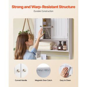 Armadio da parete da bagno a 2 porte ripiano regolabile organizzatore di conservazione medicina bianca porta asciugamani da cucina lavanderia divisorio - Product Image 5
