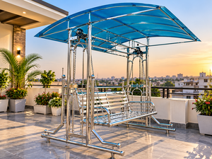 Columpio de Jardín de 3 Plazas para Exteriores con Toldo, Estructura Metálica, Asiento de Columpio Independiente para Patio, Jardín, Terraza - Product Image 3