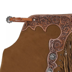 Chaps d'équitation en cuir de vachette de qualité supérieure pour cavaliers, style western cowboy, longueur intégrale, ajustement personnalisé, fabricant en gros - Product Image 5