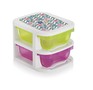 Stackable Plastic <b>Storage</b> <b>Drawers</b> Rectangle Double Tier PP Material for Kitchen Organization Modern Design - Product Image 2