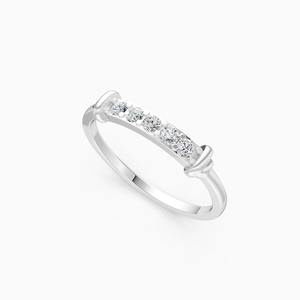 Anillo de barra con diamante redondo cultivado en laboratorio de 0.15 quilates en oro amarillo, blanco y rosa de 9 quilates - Product Image 2