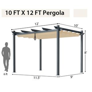Pérgola Retráctil de Aluminio para Exteriores de 10 x 12 Pies, Elegante Toldo con Diseño de Enredadera para Decoración de Jardín - Product Image 4