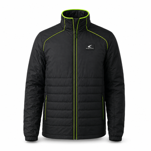 Chaqueta Acolchada Impermeable de Secado Rápido con Capucha para Hombre, con Ribete Rojo y Azul, Cremallera Completa, Aislada, para Invierno y Uso Urbano - Product Image 2