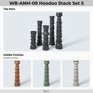 Juego de 5 Macetas Totem Apilables de Aluminio Fundido con Patina Antigua, Decoración Vintage para Jardín y Patio, con Orificio de Drenaje, Macetas para Exteriores - Product Image 2