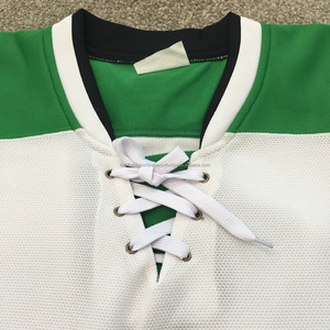 Jersey de Hockey sobre Hielo Personalizado Fonilbest, Blanco, Verde y Negro, Transpirable, Cuello en V, Manga Larga, Cierre con Cordones, Uniforme Deportivo - Product Image 3