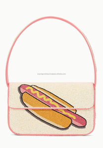 Bolsos de hombro de algodón de estilo bohemio para mujer india, bolsos de mano con cuentas hechos a mano con cremallera para compras nocturnas, bolsos de mensajero de estilo bohemio - Product Image 6