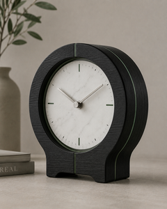 Modern Circular Desk <b>Clock</b> With Marble Base LED Illuminated Minimalist Design Quartz Movement Needle Display - Product Image 3