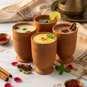 Verres Kulhad en terre cuite rustique, verres à boisson traditionnels indiens en argile, ensemble de vaisselle en terre cuite faite à la main pour le thé, le café - Product Image 1