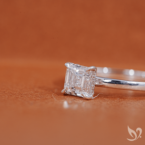 IGI Certified 1CT Asscher Cut Lab Grown Diamond Solitaire Ring 10K White Gold <b>Step</b> Cut Engagement Ring - Product Image 2