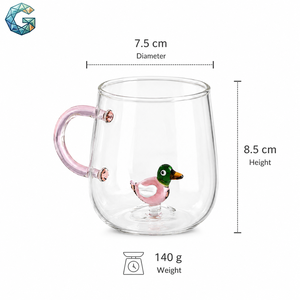Clear Borosilicate Glass Mug With Handle Bird Sculpture <b>Reusable</b> Tea <b>Cup</b> for Home Office Gift - Product Image 1