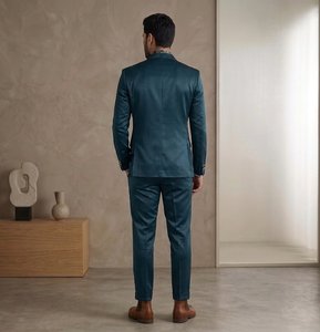 Traje de Negocios y Boda para Hombre Bearfit, Estilo Británico, Corte Slim, Abrigo de Calidad en Tela de Lana Peinada, Transpirable, Cierre de un Solo Botón - Product Image 5