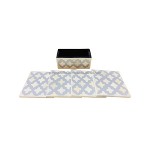 Posavasos Cuadrado Clásico con Incrustaciones de Madera, Artesanía India Segura para el Hogar, Diseño de Lujo Hecho a Mano, Ecológico - Product Image 6