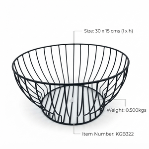 Corbeille à fruits moderne en fil métallique noir, design minimaliste, durable, pour comptoir de cuisine, bol de rangement pour table à manger domestique - Product Image 4