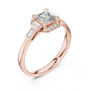 Bague clou en or jaune 18 carats avec diamant de laboratoire radiant et rond pour femme |   Cadeau d'anniversaire |   Carat pur - Product Image 2